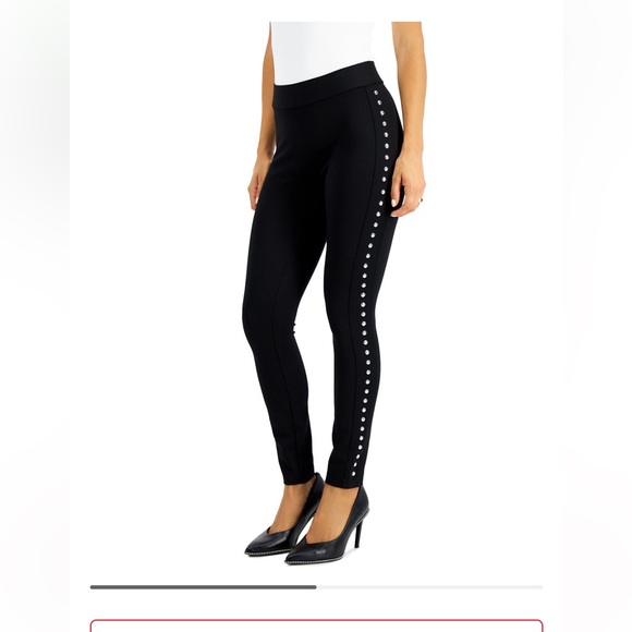 NWT Bar III black studded leggings, size L. - Picture 2 of 6
